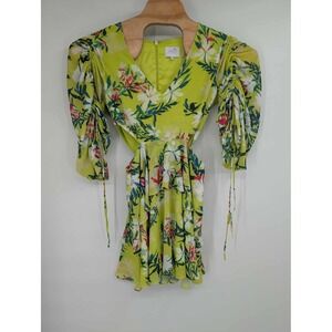 ONE33‎ SOCIAL Floral Cutout Flare Dress Green Sz 6